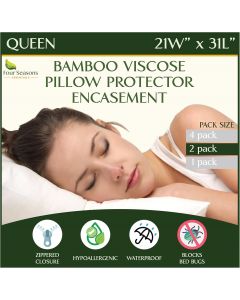Four Seasons Essentials Queen Size Waterproof Pillow Protectors Waterproof Hypoallergenic Set of 2