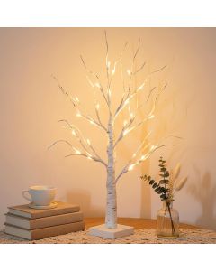 EAMBRITE Lighted Birch Tree Christmas Decorations for Home 2FT, Bundle of 2