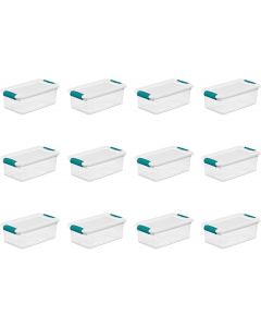Sterilite 6 Quart Latching Box Plastic 12 Pack, Bundle of 8