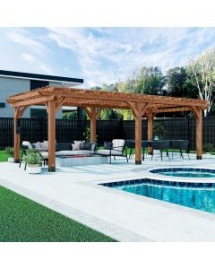 Backyard Discovery Beaumont 24&#039; x 12&#039; Traditional Cedar Wood Pergola Kit with Wood