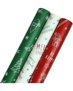 ZDSPIDE Christmas Wrapping Paper Set of Set of 3, Bundle of 3