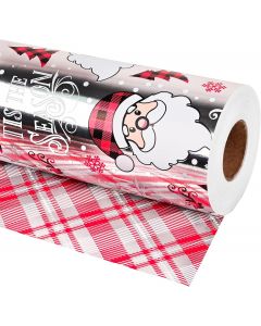 Dlyrroba Reversible Santa Christmas Wrapping Paper Roll - Silver Metal 17in, 16.5ft, Bundle of 4