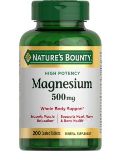 Nature&#039;s Bounty Magnesium 500 mg Tablets Pack of 1, 200 Count, Bundle of 3