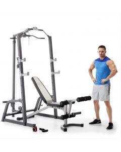 MARCY Pro Deluxe Cage System with Weightlifting Bench All-in-One