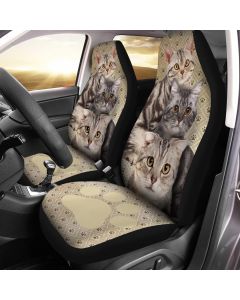 gearider American Shorthair Cat &amp; Paw Pattern Car Seat Waterproof, Bundle of 3