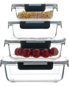 Pmssypl Glass Food Storage Containers with Glass 4-Piece, Bundle of 2