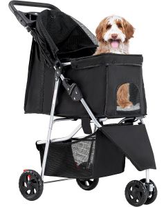 NEWBULIG Foldable 3 Wheel Pet Stroller for Dogs and Foldable
