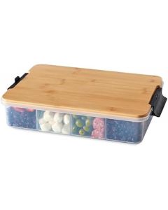Farberware Build Snacklebox Serving Tray with Locking Bamboo Cutting Portable, Bundle of 2