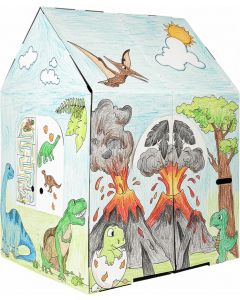 Easy Playhouse Cardboard Dinosaur House - Kids Art &amp; Craft