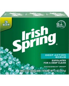 Irish Spring Deep Action Scrub Deodorant Soap by 3 Count, 11.1 Oz, Bundle of 3