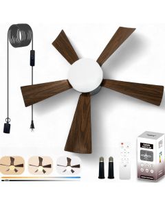 SUKIMIH Socket Fan Light Wood 16.4 Ft