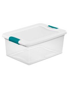 Sterilite +14948012+15+Quart+White%2fClear+Plastic+Storage+Box+With+Blue+Aquarium+Latches Plastic, Bundle of 2