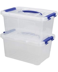 Jekiyo Clear Plastic Storage Bin Plastic 2 Pack, Bundle of 2