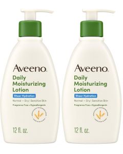 Aveeno Sheer Hydration Daily Moisturizing Fragrance-Free Lotion with Pack of 2, Bundle of 2