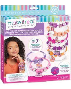 Make It Real DIY Fashion Beaded Bangle Bracelets - Create 7, Bundle of 3