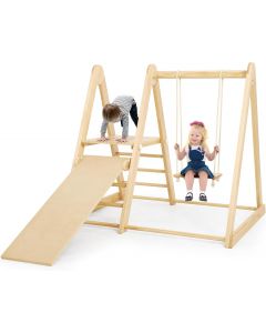 Belleur Multifunctional Indoor Jungle Gym for Toddlers - Wooden Montessori Climbing Set with Wood