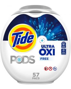 Tide PODS Ultra Oxi Free and Gentle Laundry Detergent Packs Hypoallergenic 57 Count, Bundle of 2