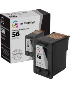 LD Remanufactured Ink Cartridge Replacement for HP 56 C6656AN, Bundle of 2