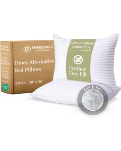 Threadmill 300 Thread Count Cotton King Pillow Cotton 2-Pack, 20x36 in