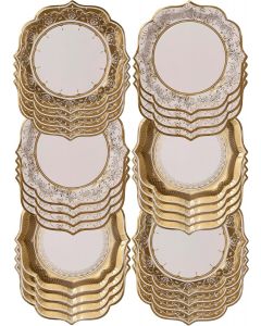 Talking Tables 24 x Gold Disposable Paper Party Plates in 9inch, Bundle of 2