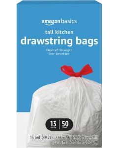 Visit the Store Flextra Tall Kitchen Drawstring Trash Bags 50 Count, 13 Gallon, Bundle of 5