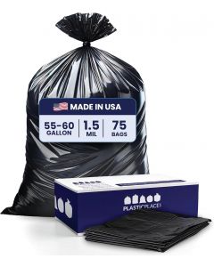 Plasticplace 55 Gallon Trash Bags │ Plastic 75Count, 55 Gallon