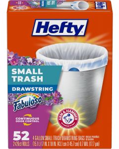 Hefty 4 Gallon Small Trash Bags 52ct, 4 Gallon, Bundle of 4