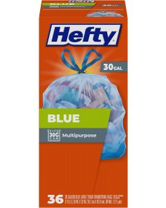 Hefty Blue Trash Bags 36 Count, 30 Gallon, Bundle of 2