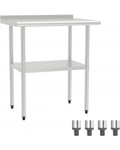 STEELBUS Stainless Steel Work Table with Back Panel and Stainless Steel