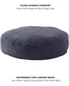Happy Hounds Round Sherpa Dog Bed with Removable Washable Cover Microfiber