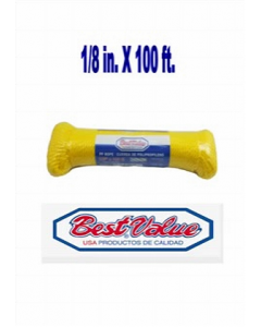 Yellow 1/8 in. X 100 ft. Twisted Polypropylene Rope (Each)