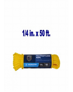 Yellow 1/4 in. X 50 ft. Hollow Core Polypropylene Rope (Each)