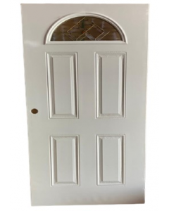 32 in. x 80 in. 4- Panel White Cathedral Steel Door (Each)