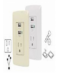 Dual USB Charger with Grounded Receptacle (Each)