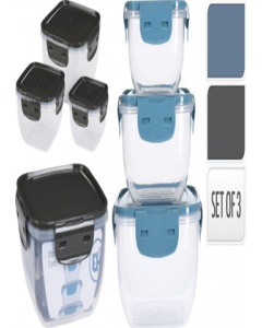 3 Pc Set Storage Container Transparent with coloured Lid (Each)