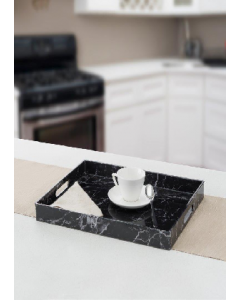 13.75 in. X 18.75 in. Black Marble Serving Tray (Each)