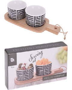 3Pcs Bamboo Board Serving Bowl Set (Each)