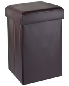 15 in. X 15 in. Brown Faux Leather Cube Ottoman (Each)
