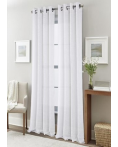 90 in. White Grommet Window Curtain (Each)