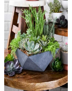 Deco Faceted Faux Concrete Bowl (Each)