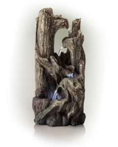 Fountain 9 in. X 14 in.Tiered Tree Trunk With LED Light (Each)