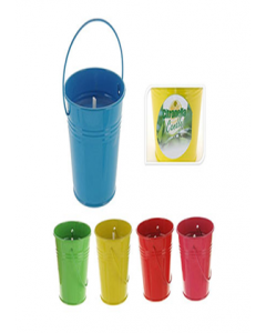 Assorted Color Candle in Metal Bucket (Each)
