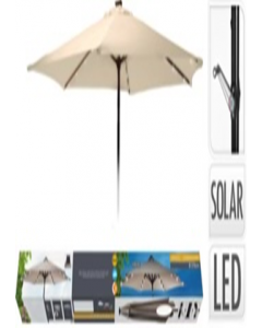 270 cm. Cream Solar LED Patio umbrella (Each)
