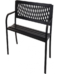 Black Steel Garden Bench (119x50xH75cm) (Each)