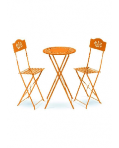 3 pc. Metal Orange Folding Bistro Table And Chair Set (Each)