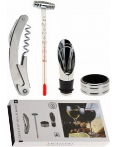 4pc Silver Stainless Steel Wine Set (Each)