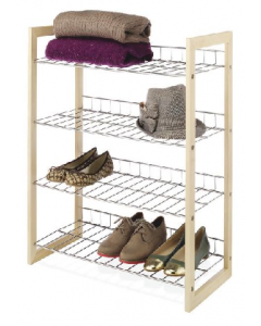 4-Tier Wood & Chrome Shelf (Each)