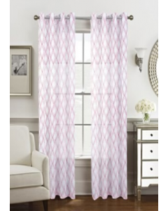 84" White/Red Embroidered Leslie Gromment Panel Curtain (Each)