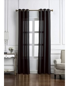 84 in. Black Textured Window Curtain (Each)