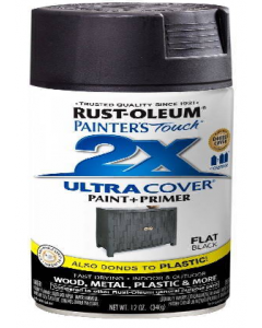 12oz 2x Ultra Cover Gloss Flat Black Spray Paint (Each)